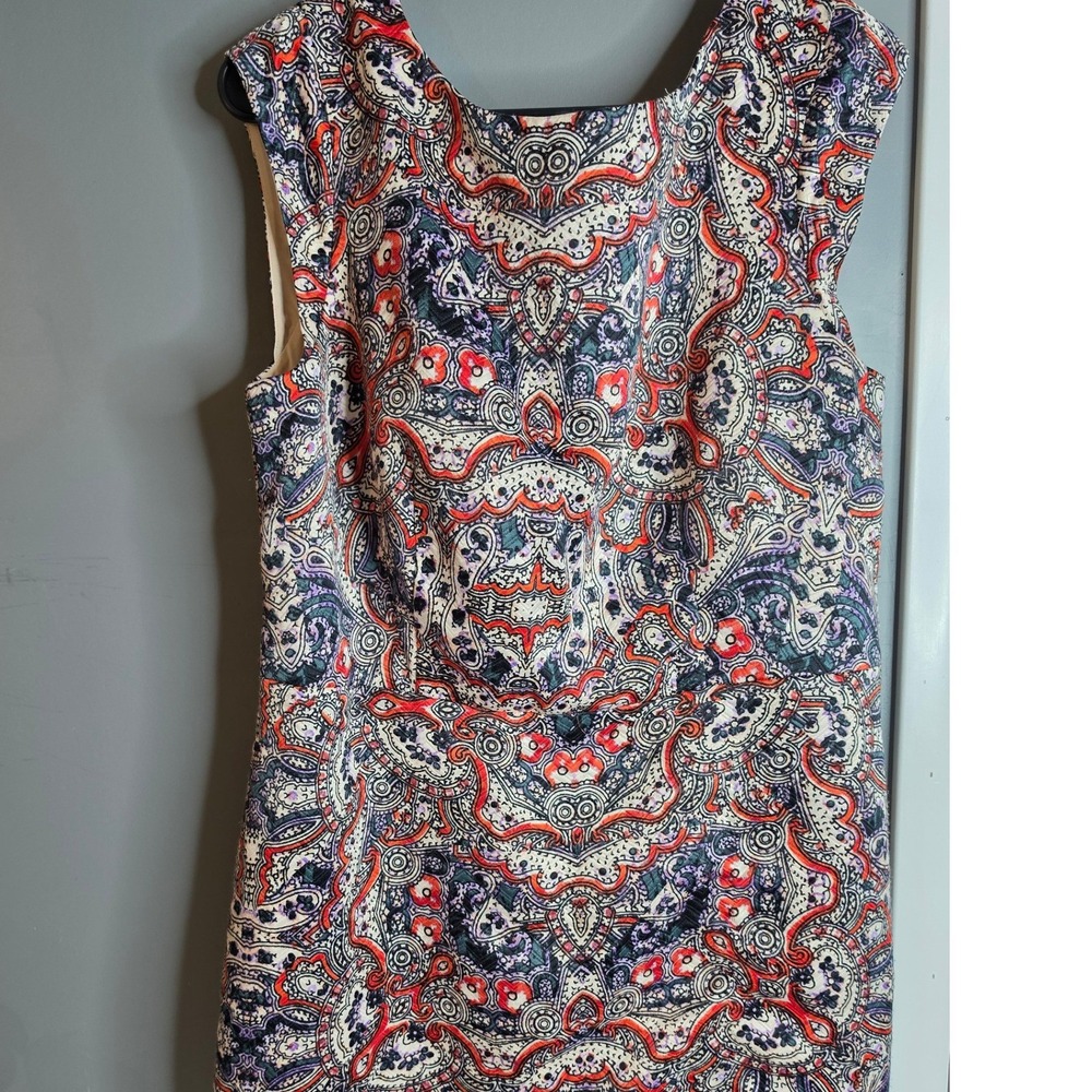 The Limited Paisley Sheath Dress Red Purple Navy Sleeveless Size 14